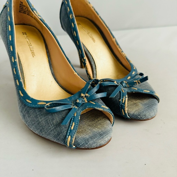 Naturalizer Stylish Blue Peep-Toe Heels Women’s Size 7 - Picture 4 of 10